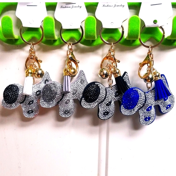 NWT Puffy Puppy Bling Tassel Keychain! 4 Color Choices! - Picture 2 of 16